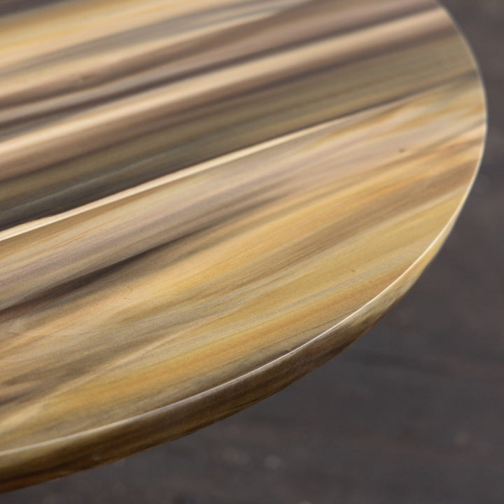 Sunrise Pedestal Base | Round Wood Dining Table with Steel Base Rainbow Poplar