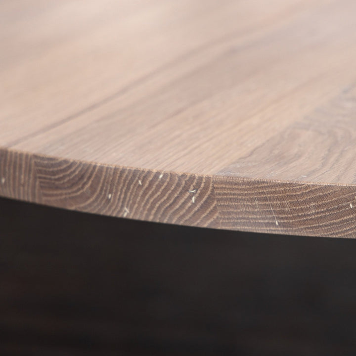 Sunrise Pedestal Base | Round Wood Dining Table with Steel Base Driftwood