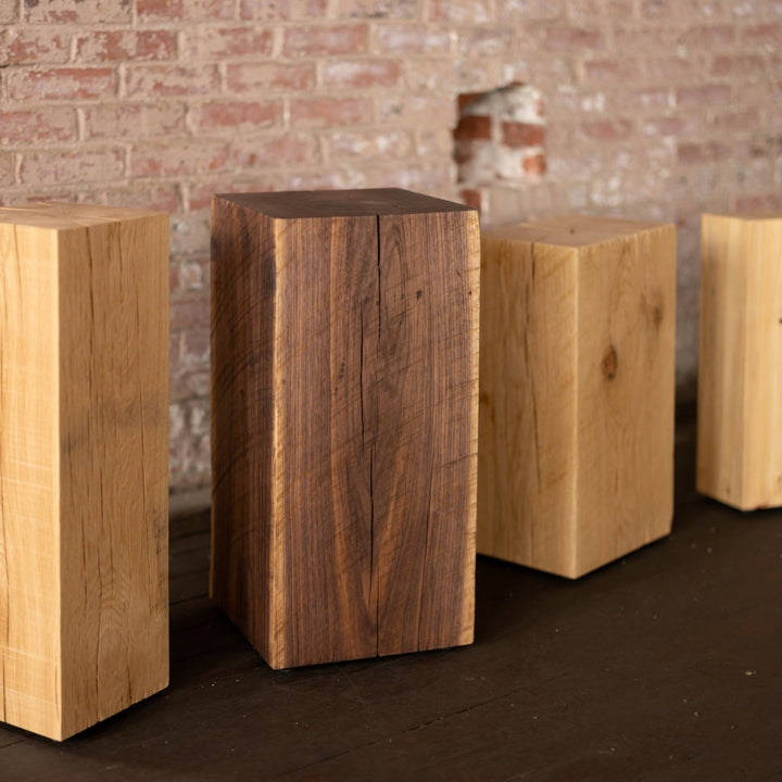 Solid Wood Cube Side Table or Pedestal Mixed Wood
