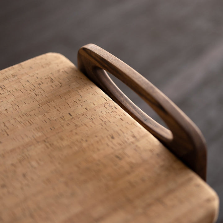 Wood and Cork Stool | Backless Stool or Bench