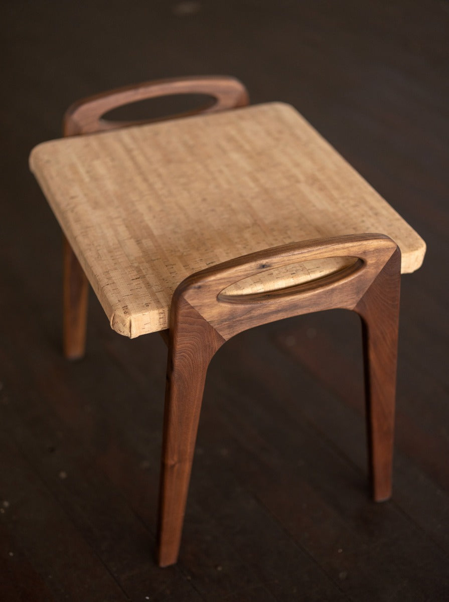 Wood and Cork Stool | Backless Stool or Bench