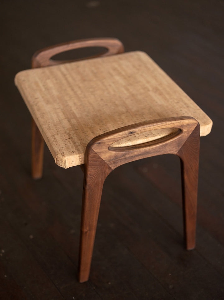 Wood and Cork Stool | Backless Stool or Bench