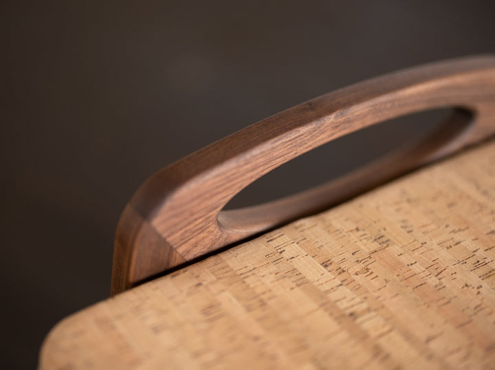 Wood and Cork Stool | Backless Stool or Bench Close up