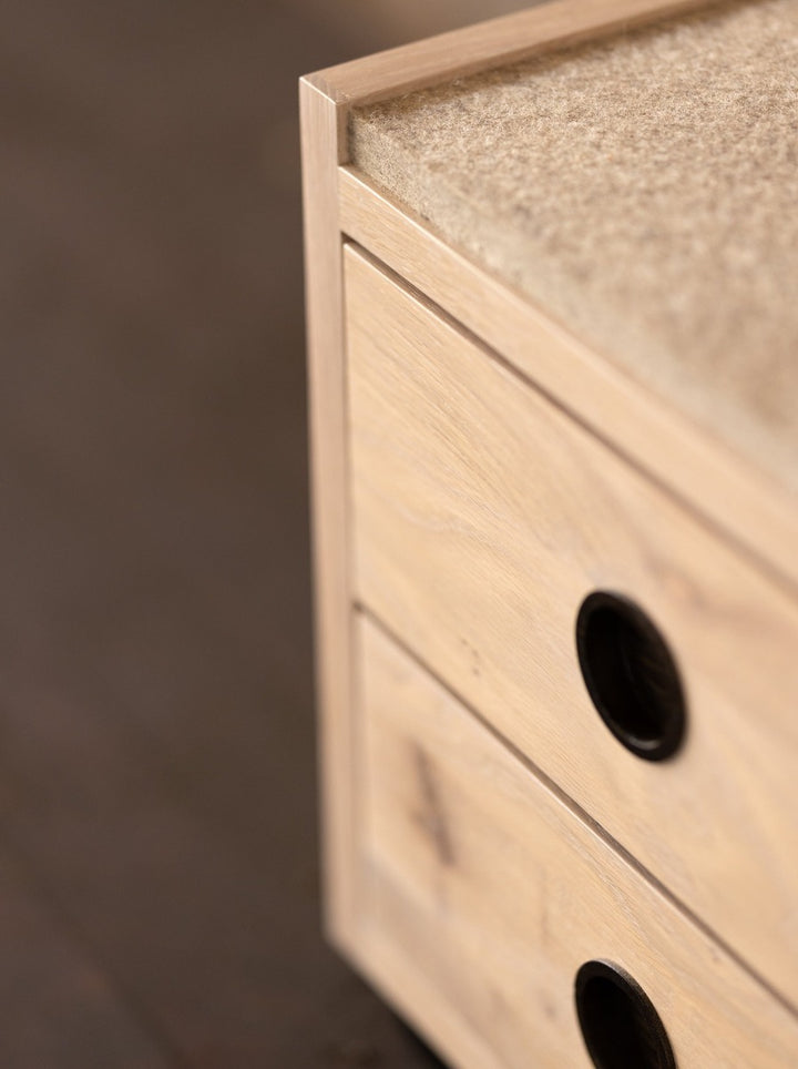 Wood and Felt Bench and Storage | Bank Storage Bench