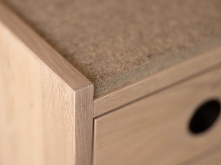Wood and Felt Bench and Storage | Bank Storage Bench