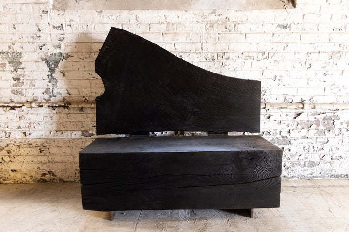 Reclaimed Wood Beam Bench with Back | Valley Beam Bench