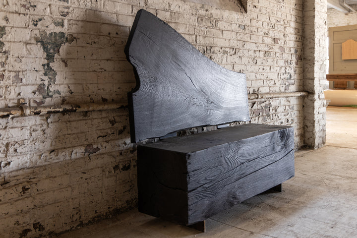 Reclaimed Wood Beam Bench with Back | Valley Beam Bench