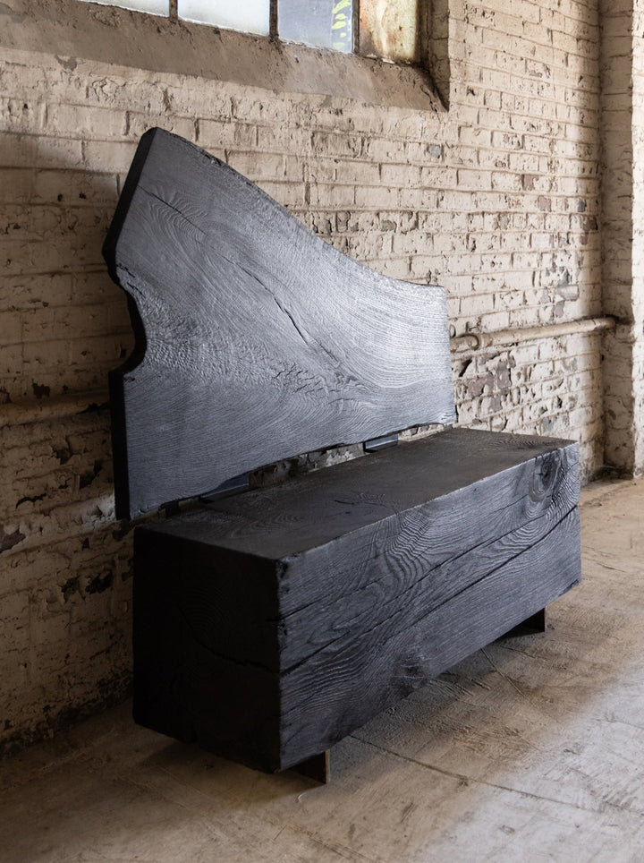 Reclaimed Wood Beam Bench with Back | Valley Beam Bench