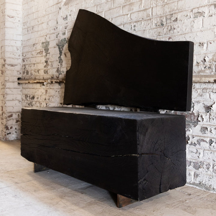 Reclaimed Wood Beam Bench with Back | Valley Beam Bench