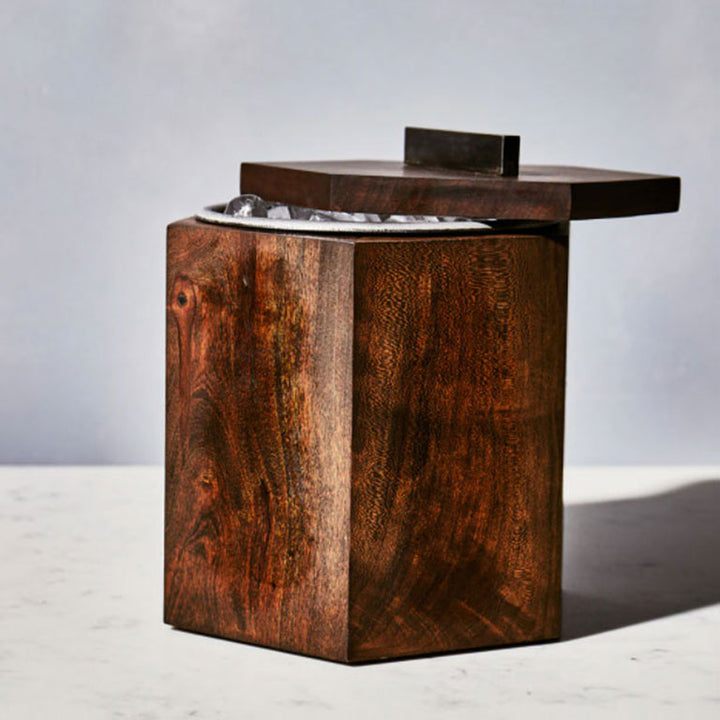 Unique Wooden Ice Bucket in Blackened Cherry MCM