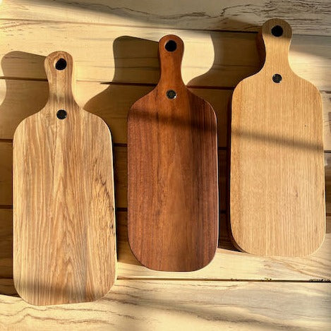 Thick Charcuterie Board Bottle Shape Pecan Walnut Whiet Oak