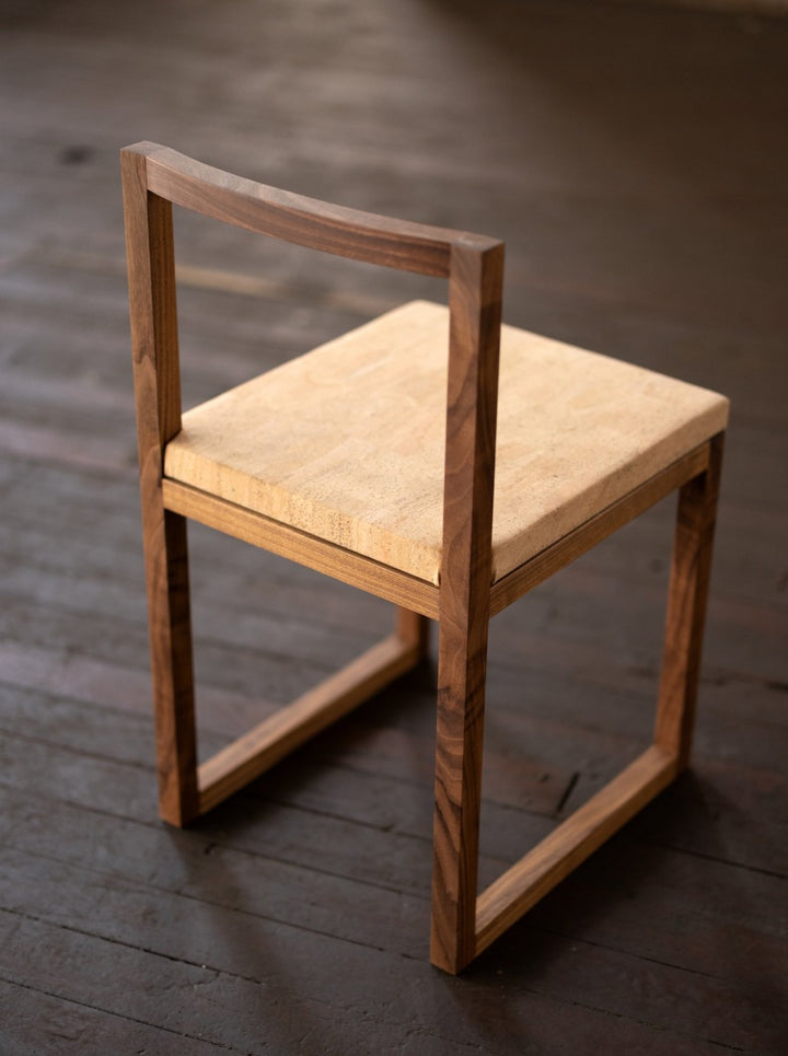 Wood and Cork Chair | Dining or Writing Desk Chair | Porto Chair Walnut Back