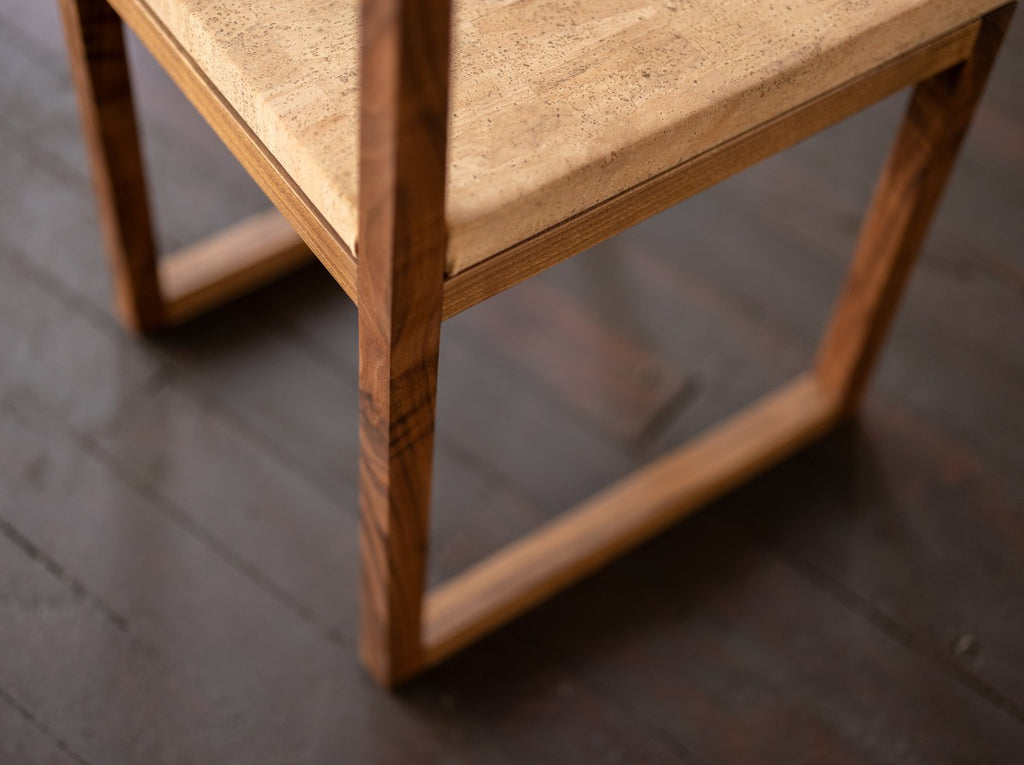 Wood and Cork Chair | Dining or Writing Desk Chair | Porto Chair Walnut Joinery