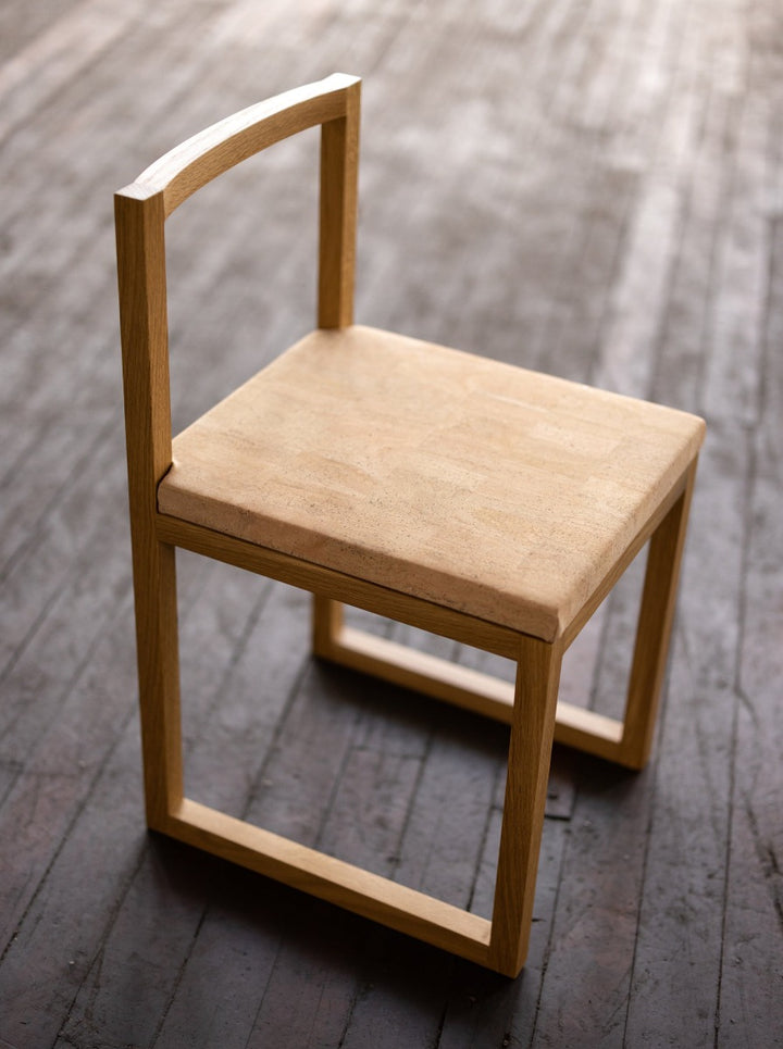Wood and Cork Chair | Dining or Writing Desk Chair | Porto Chair White Oak Wood Floor