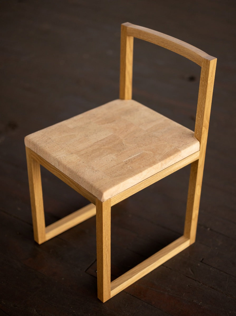 Wood and Cork Chair | Dining or Writing Desk Chair | Porto Chair White Oak