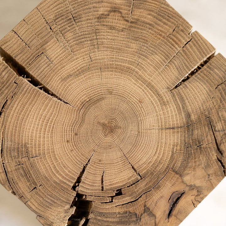 Hyo Table Mountain Rustic | White Oak Solid Wood Cube Side Table Top End Grain