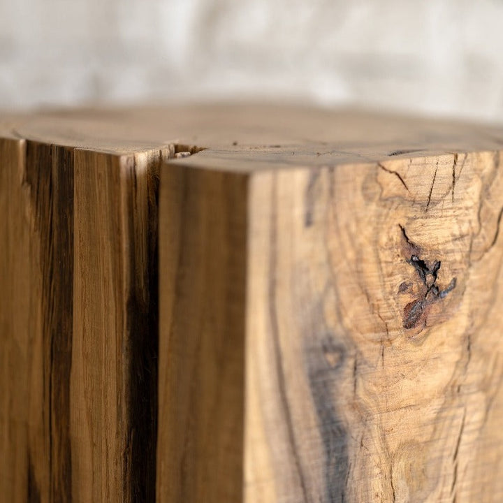 Hyo Table Mountain Rustic | White Oak Solid Wood Cube Side Table bedside