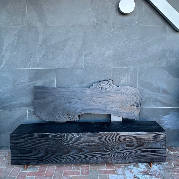 Reclaimed Wood Beam Bench with Back | Valley Beam Bench