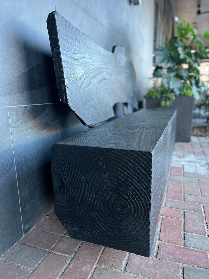 Reclaimed Wood Beam Bench with Back | Valley Beam Bench