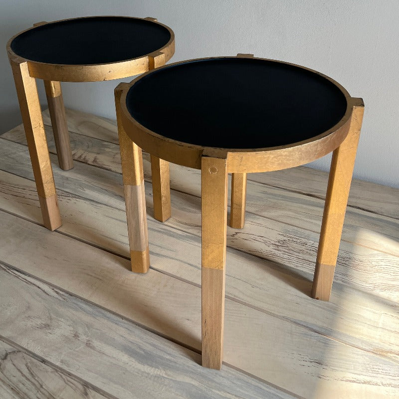 Black and Gold Round Modern Side Table | Waverly Special Edition Buy Two