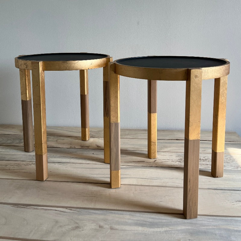 Black and Gold Round Modern Side Table | Waverly Special Edition Picture of Two