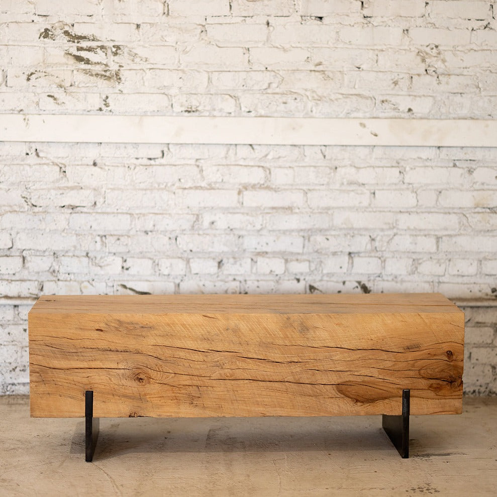 Beech Wood Knife Beam Bench | Reclaimed Solid Wood Bench