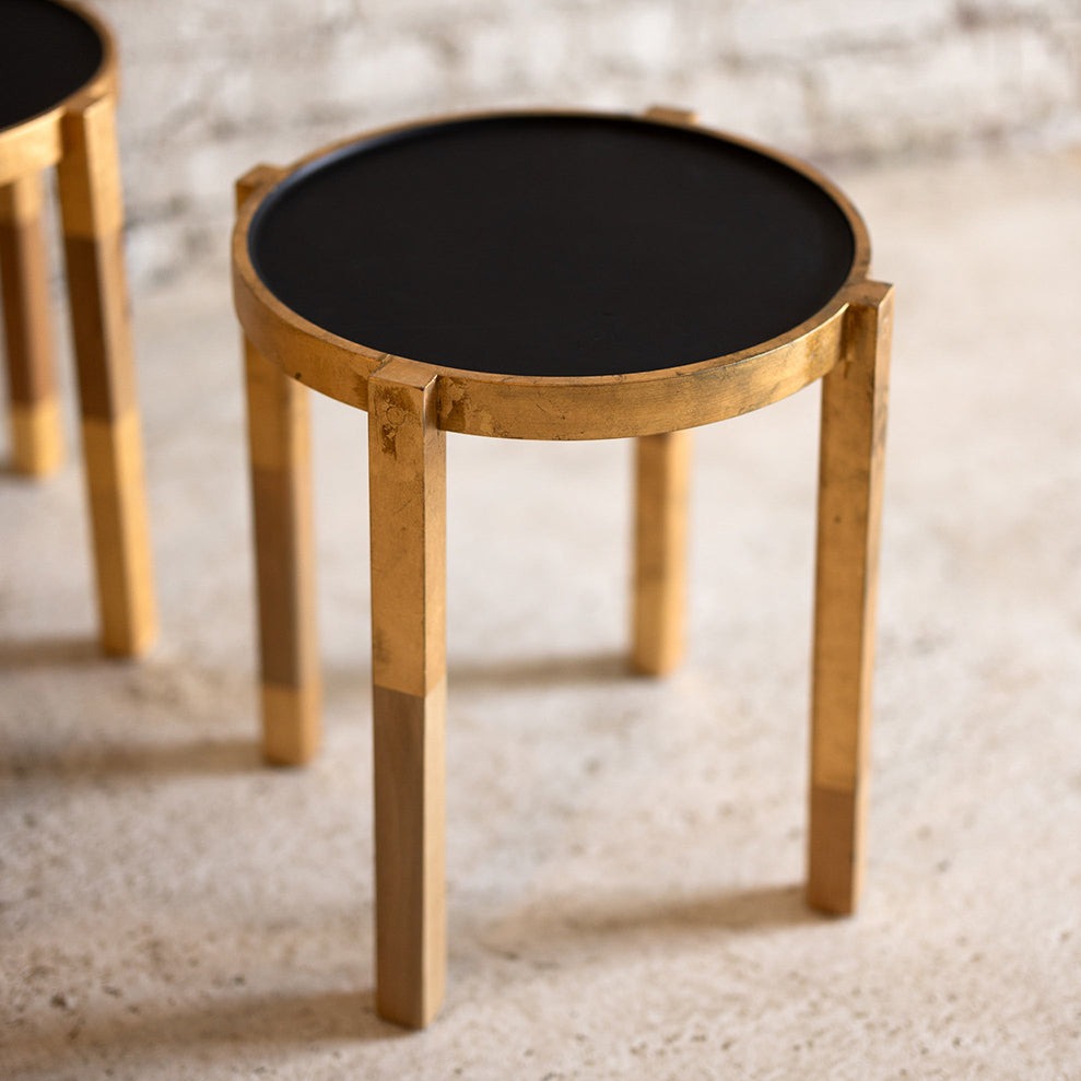 Black and Gold Round Modern Side Table | Waverly Special Edition