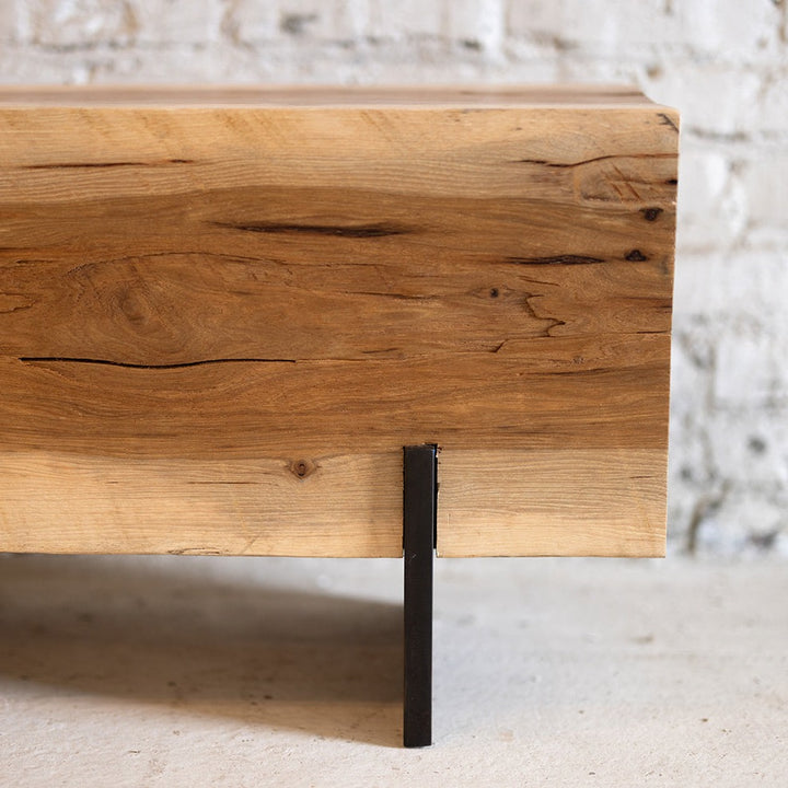 Hickory Wood Knife Beam Bench | Reclaimed Solid Wood Bench Knife Base