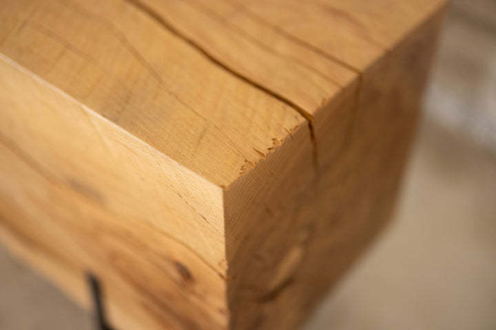 Beech Wood Knife Beam Bench | Reclaimed Solid Wood Bench crack
