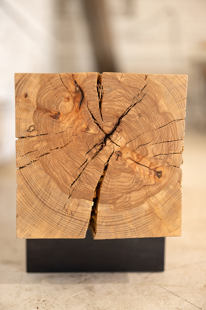 Beech Wood Knife Beam Bench | Reclaimed Solid Wood Bench Rings