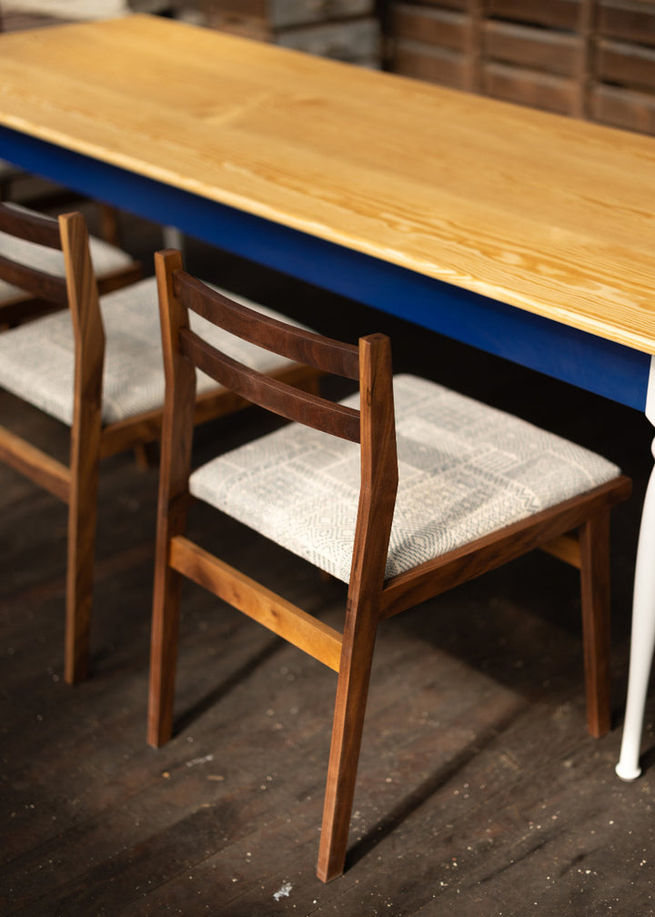 Traditional Pine Farm table with Turned Legs Walnut chair