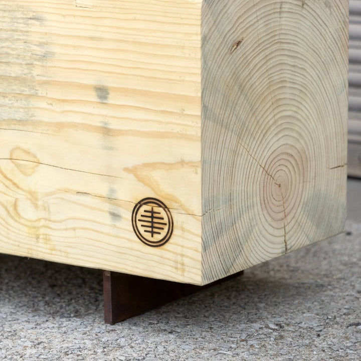 Large Reclaimed Wood Bench Clear 6 foot Corten Base