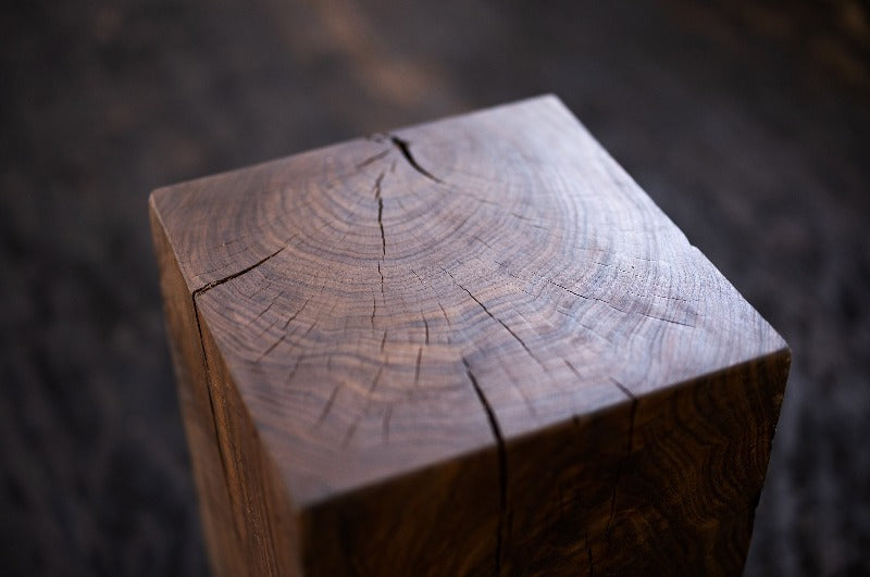 Hyo Table Walnut | Walnut Wood Cube Side Table end grain