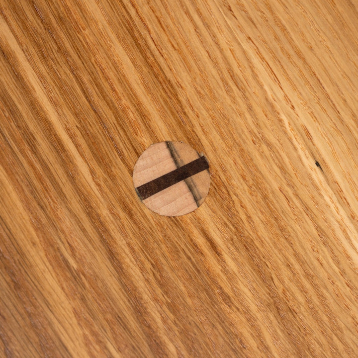 Round Mid Century Modern Wood Coffee Table with Turned Legs Joinery
