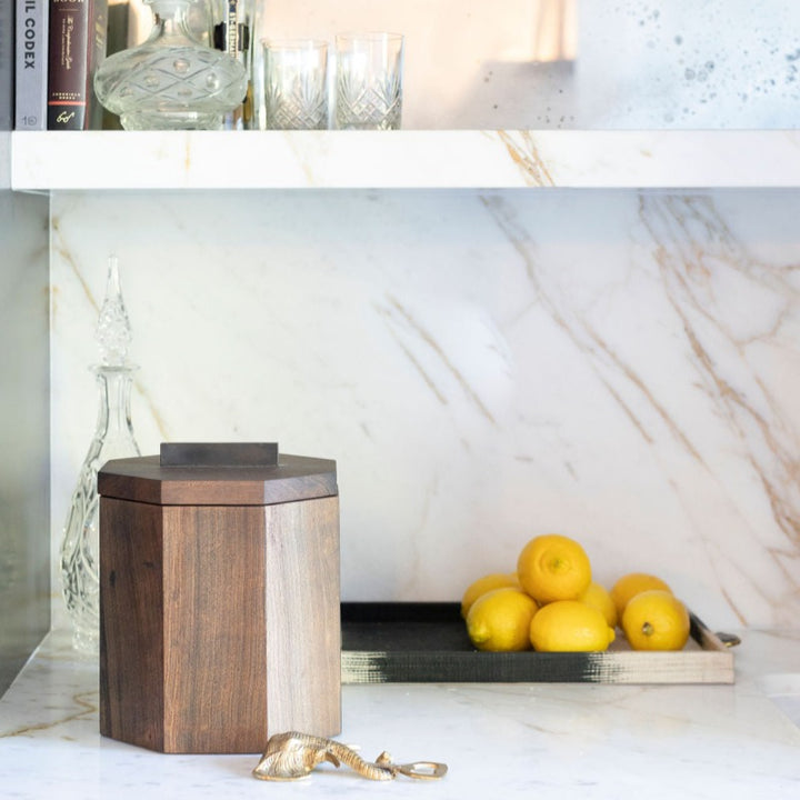 Wood Ice Bucket Cherry and Black