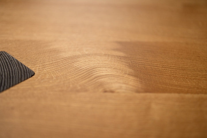 Large Square Wood Coffee Table with Bronze Details Winston White Oak