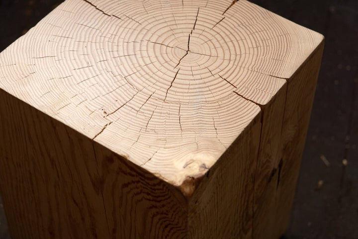 Hyo Table Natural | Pine Wood Cube Side Table - Alabama Sawyer