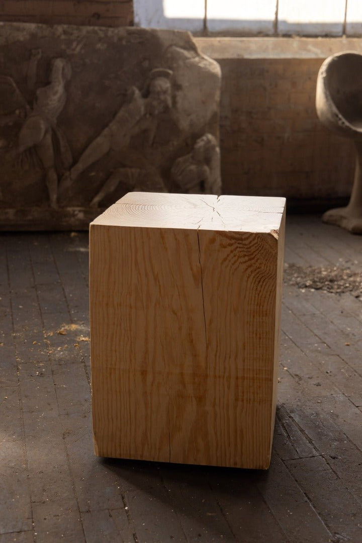 Hyo Table Natural | Pine Wood Cube Side Table - Alabama Sawyer