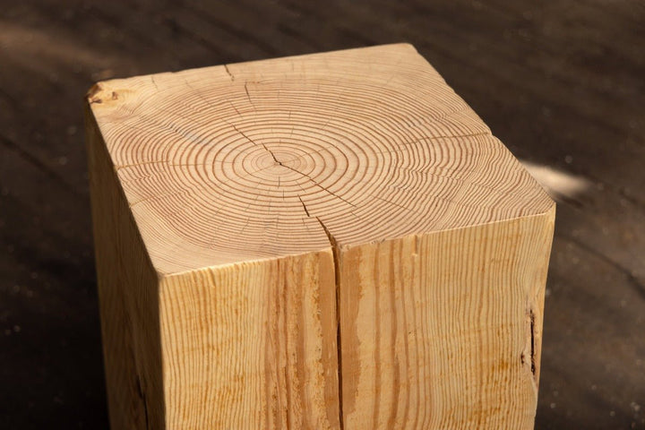 Hyo Table Natural | Pine Wood Cube Side Table - Alabama Sawyer