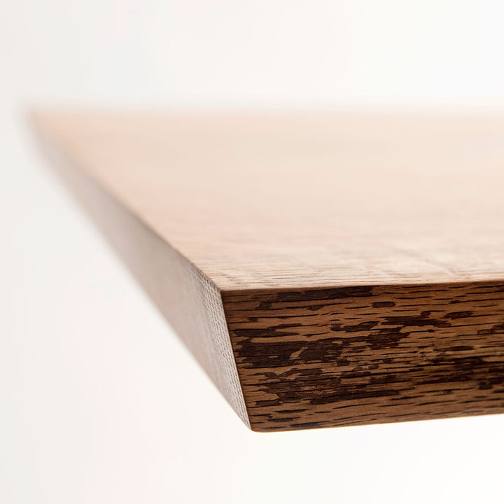 close up view of solid wood dining table