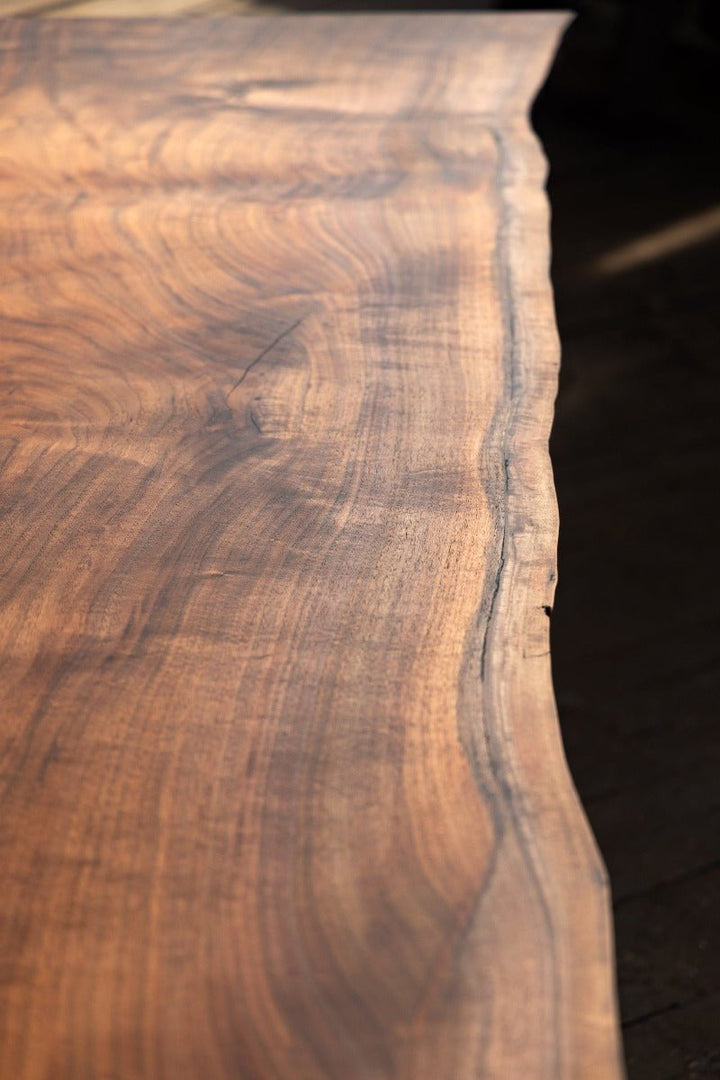 side view of live edge dining room table
