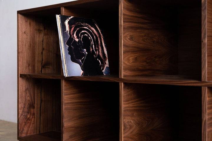 wooden vinyl record storage