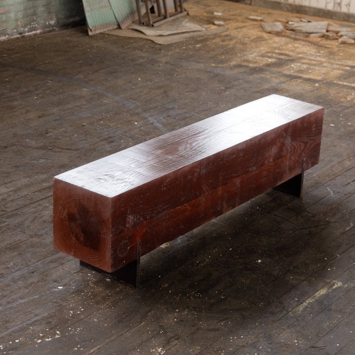 natural wood bench mahogany color