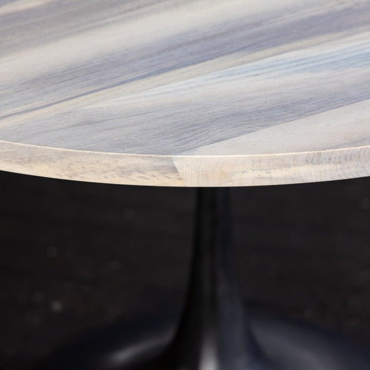 Round Pedestal Base Dining Table | Solid Wood Top Cast Iron "Amicalola" Base - Alabama Sawyer