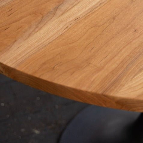 Round Pedestal Base Dining Table | Solid Wood Top Cast Iron "Amicalola" Base - Alabama Sawyer