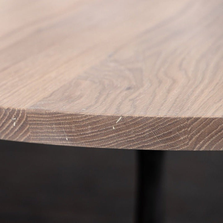 Round Pedestal Base Dining Table | Solid Wood Top Cast Iron "Amicalola" Base - Alabama Sawyer