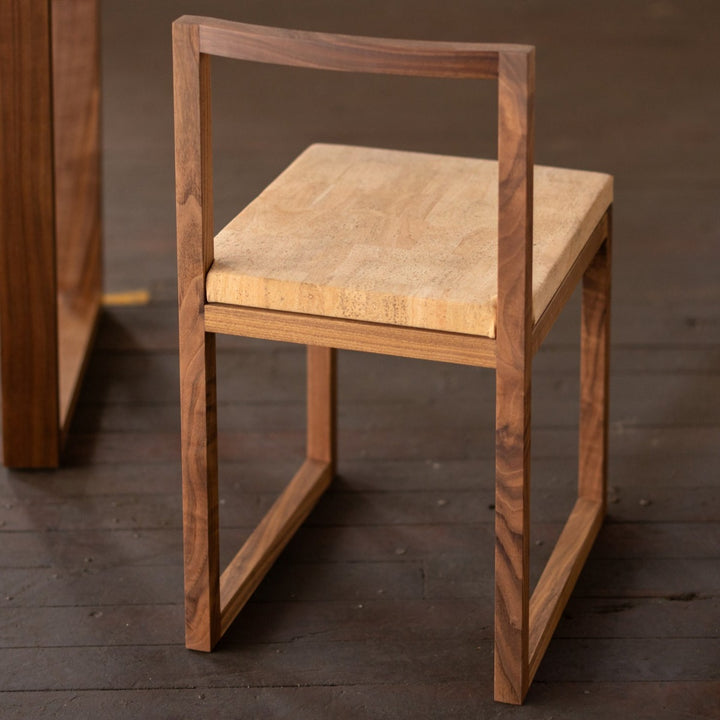 Wood and Cork Chair | Dining or Writing Desk Chair | Porto Chair Walnut