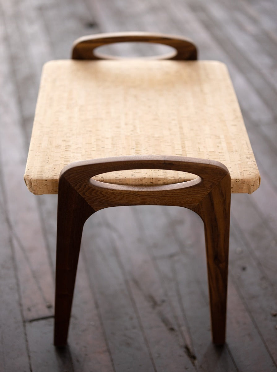 Wood and Cork Stool | Backless Stool or Bench