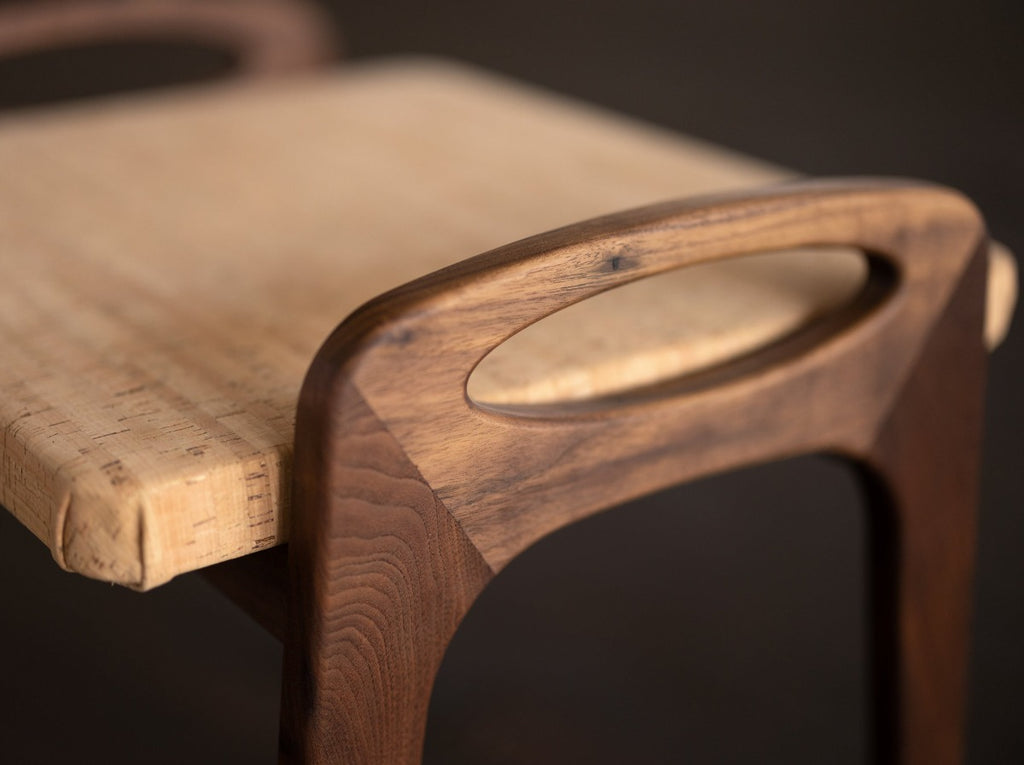 Wood and Cork Stool | Backless Stool or Bench