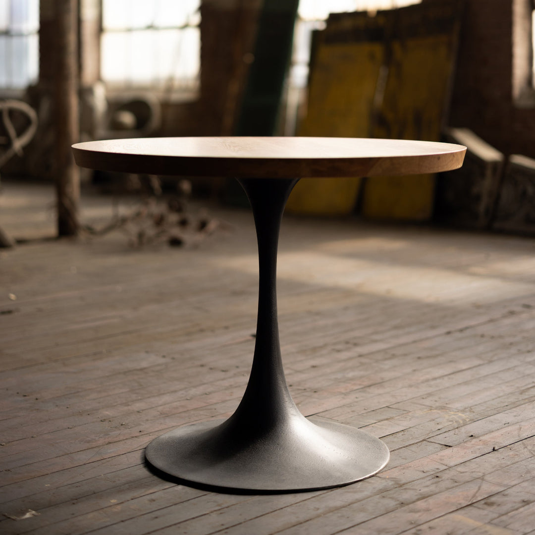 White Oak Round Dining Table With Cast Iron Base